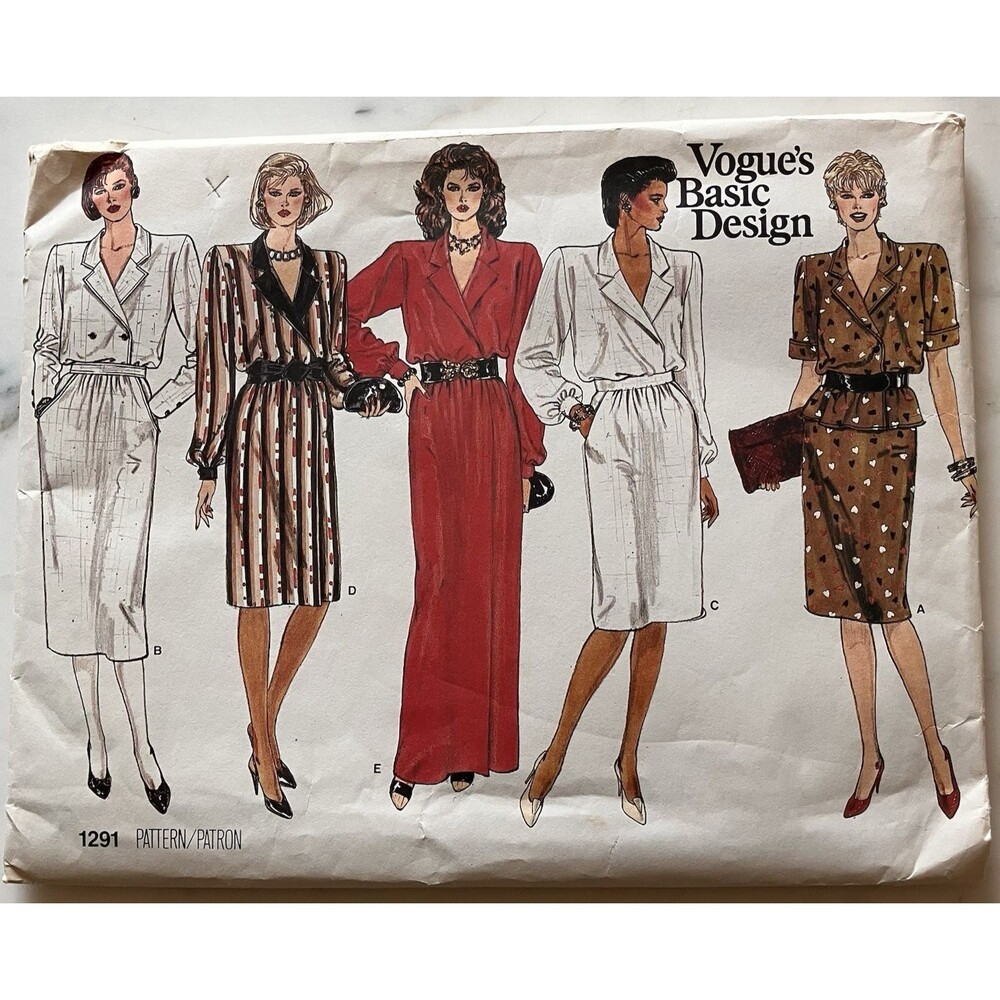 Uncut Vogue 1291 Women’s Dress Pattern Size 14, 16 Or 18 1980’s Vintage